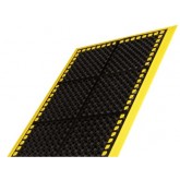 Crown Safewalk Wet Area Heavy Duty 4 Sided Pre-Assembled Edging Food Service Drainage Mat - 40" x 124", Black/Yellow
